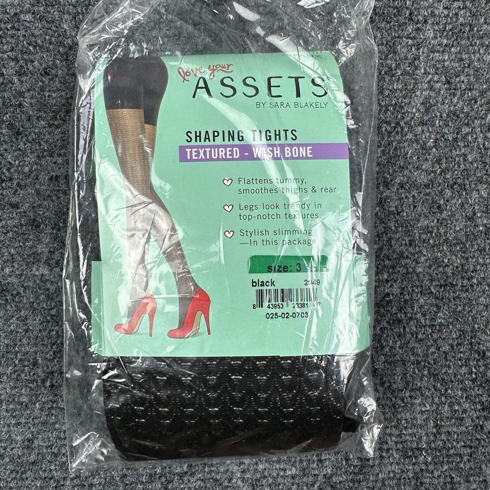 Spanx Assets Shaping Tights Textured Womens‎ Size 3 Wish Bone Black Fishnet